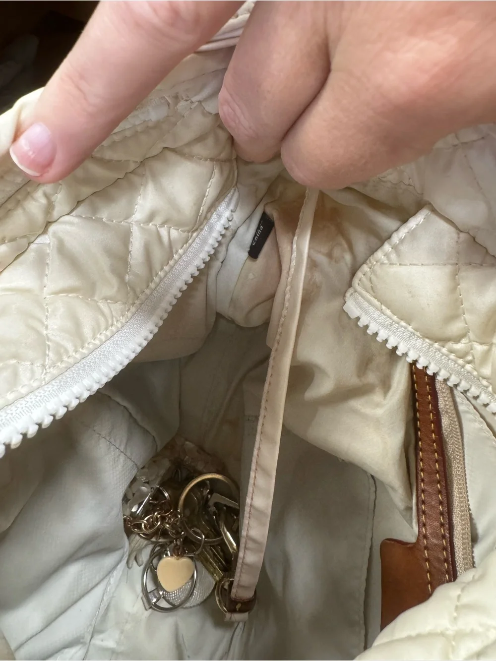 MZ Wallace Quilted Cream Crossbody Shoulder Bag